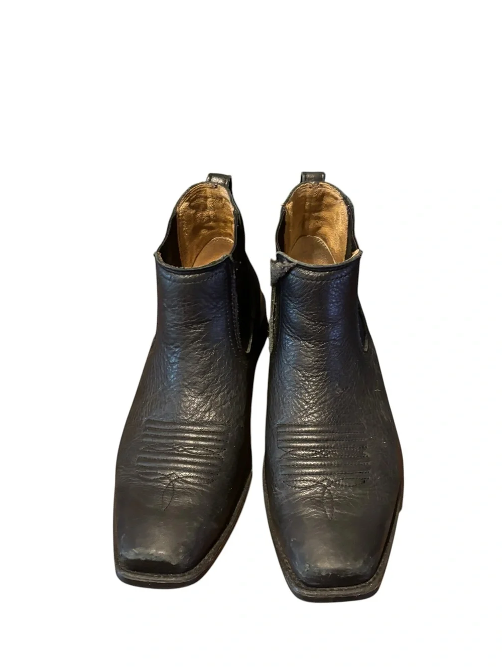 Ariat Booker Ultra Leather Western Chelsea Boots Square Toe Black -Men’s 10 D - Picture 2 of 15